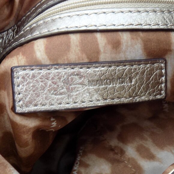 B. Makowsky Gold Metallic Trun-Lock Bucket Crossbody Bag - Picture 6 of 12